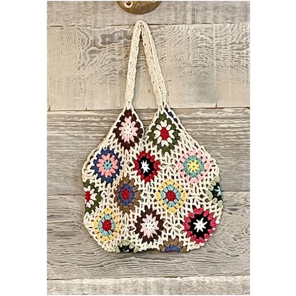 Bohemian Floral Crochet Casual Tote Bag - Picture 2 of 4